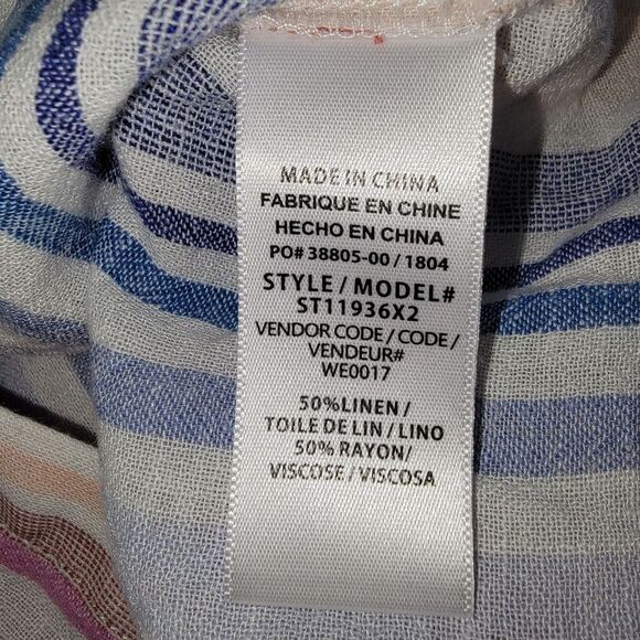 Splendid Striped button-down Linen Blend Blouse Camp shirt size Large - Picture 6 of 6